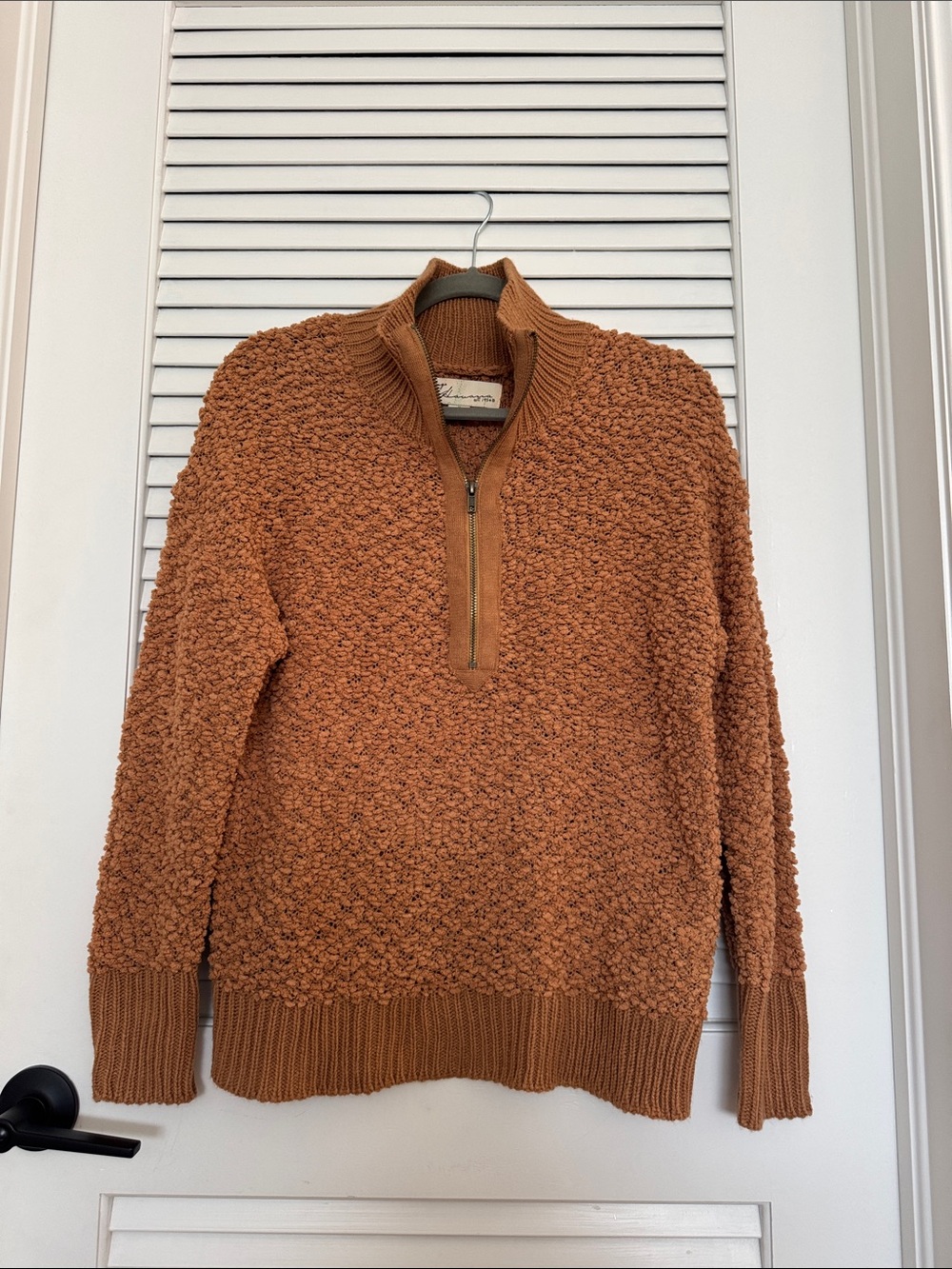 Textured Half-Zip Sweater in Rust